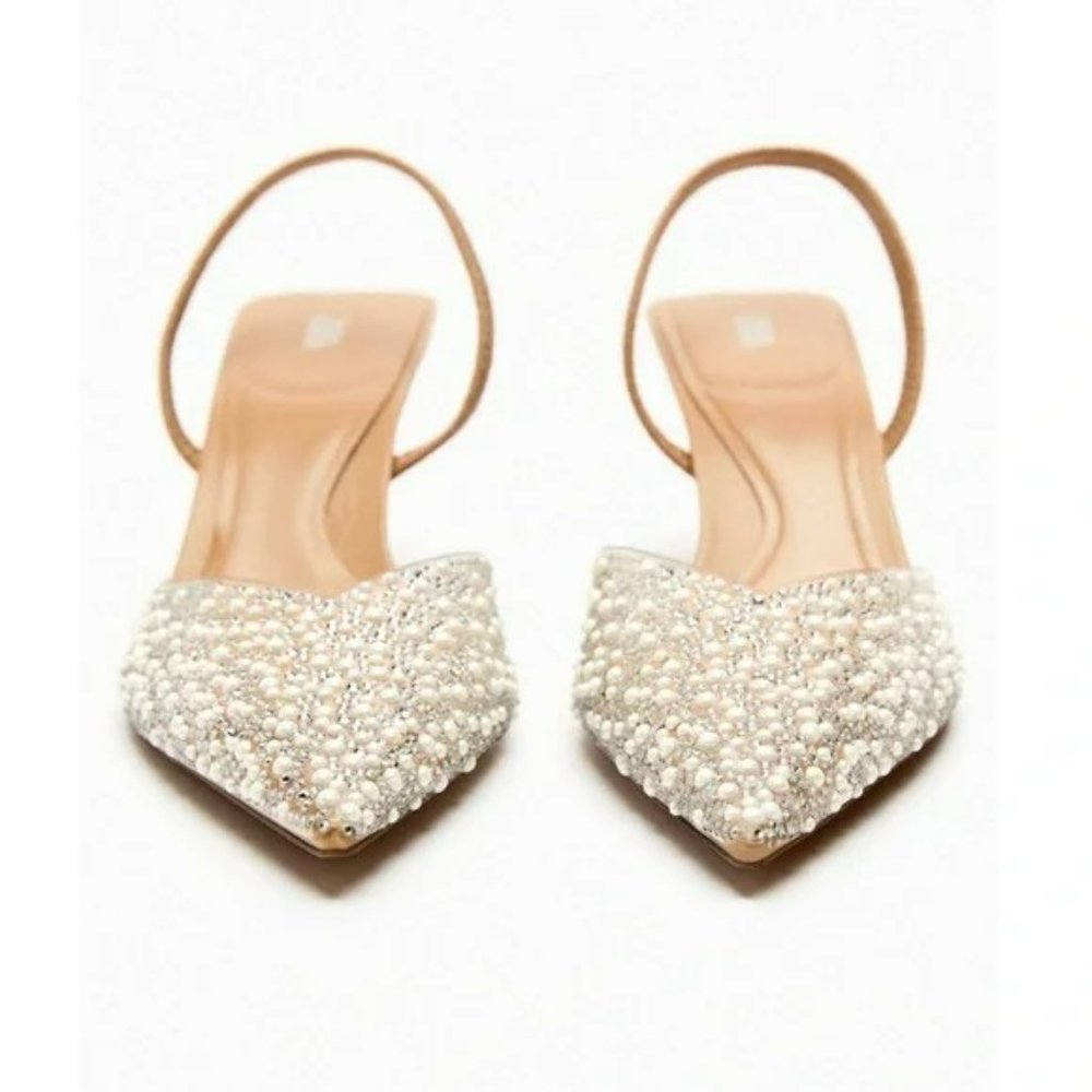 ZARA PEARL HEELED SLINGBACKS - Picture 3 of 6